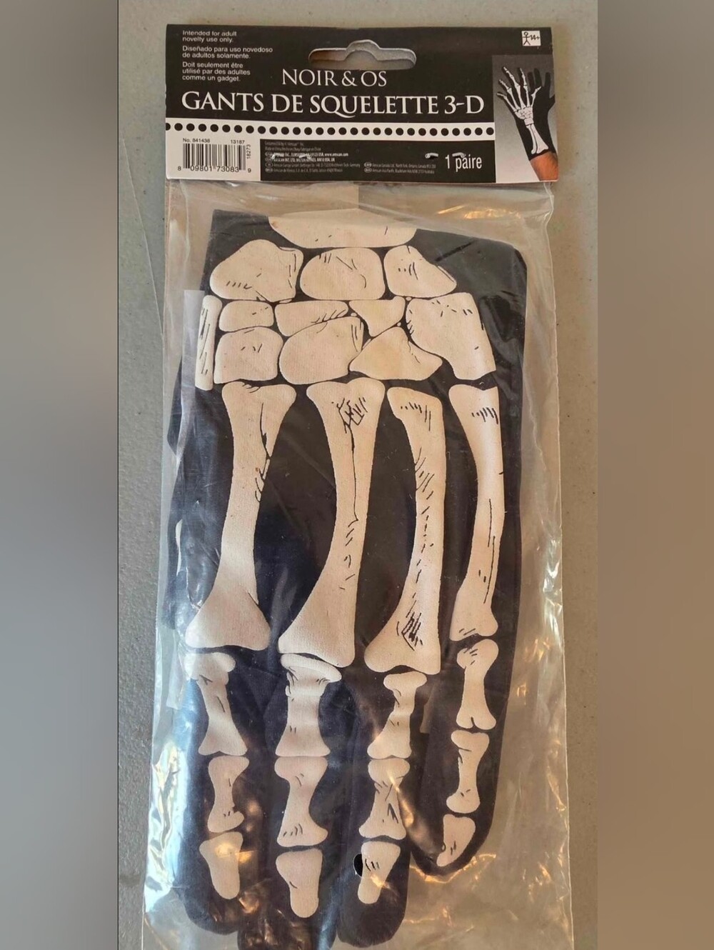 Amscan Black and White 3D Skeleton Gloves